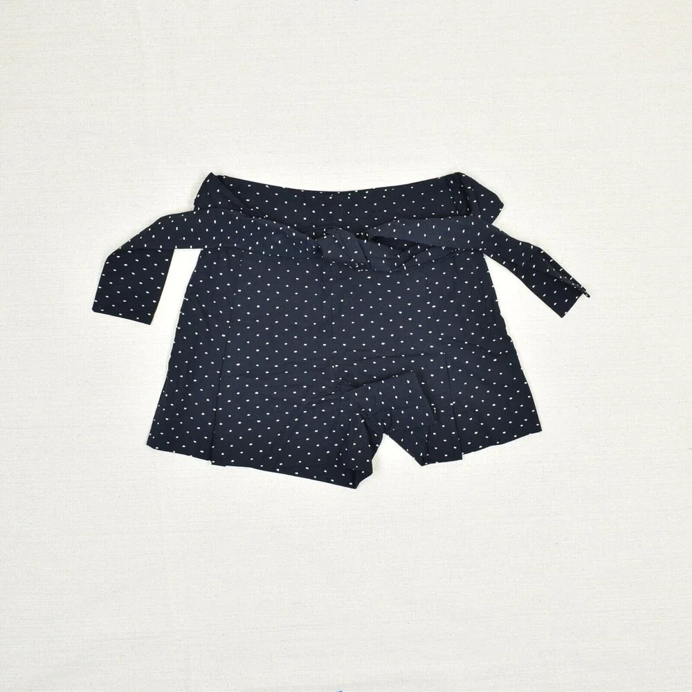 J. Crew Women Bermuda Shorts Polka Dot Cotton Blue Size 4 Belted